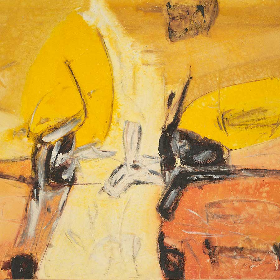 <strong>Aubrey Williams</strong>, 
<em>Guyana Sun</em> (detail), 1967.<br>
Gouache on paper, 59 x 76.5 cm.