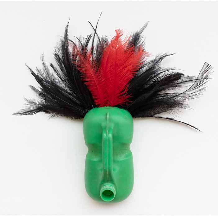 Romuald Hazoumè, Avatar, 2022.Found objects 57 x 58 x 15 cm. 