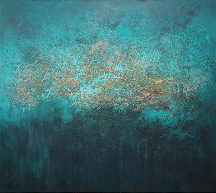 Govinda Sah 'Azad', Mountain to Margate, 2025. Tropical hardwood and tempera, Acrylic on canvas, 180 x 160 cm.  Govinda Sah 'Azad', Mountain to Margate, 2025. Tropical hardwood and tempera, Acrylic on canvas, 180 x 160 cm.