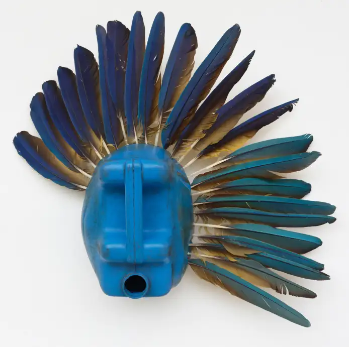 Romuald Hazoumè, Autlan de Navarro, 2024/25. Found objects, 50 x 60 x 18 cm. Romuald Hazoumè, Autlan de Navarro, 2024/25. Found objects, 50 x 60 x 18 cm.