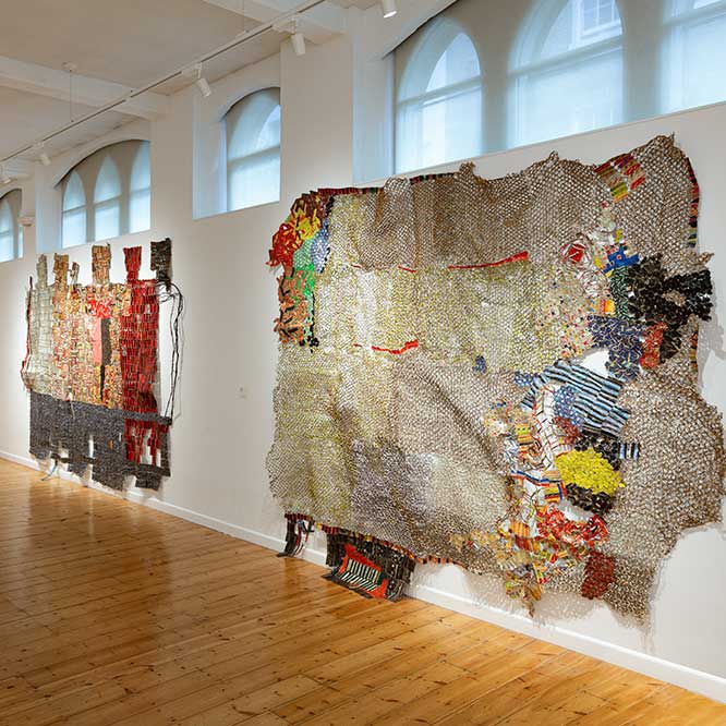 Gallery installed with the exhibition <strong>EL ANATSUI:<strong> <em>TimeSpace</em>, 2023.