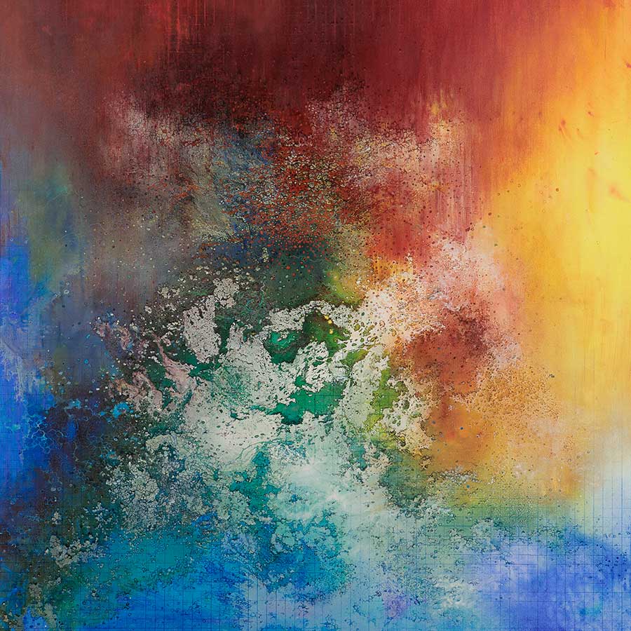 <strong>Govinda Sah 'Azad'</strong>, <em>Ethereal</em> (detail), 2022.<br>
Oil and acrylic on canvas, 160 x 140 cm.