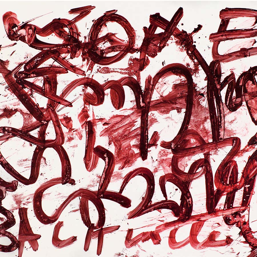 <strong>William S. Burroughs</strong>, <em>Helpless Pieces in the Game He Plays</em> (detail), 1989. <br>Paint on Cadillac paper, 44.5 x 58.4 cm.