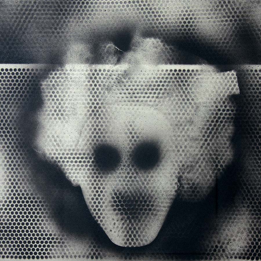 <strong>William S. Burroughs</strong>, <em>Warhol, A Portrait in TV Dots...</em>, 1992.
Spray paint on paper, 54 x 50 cm.