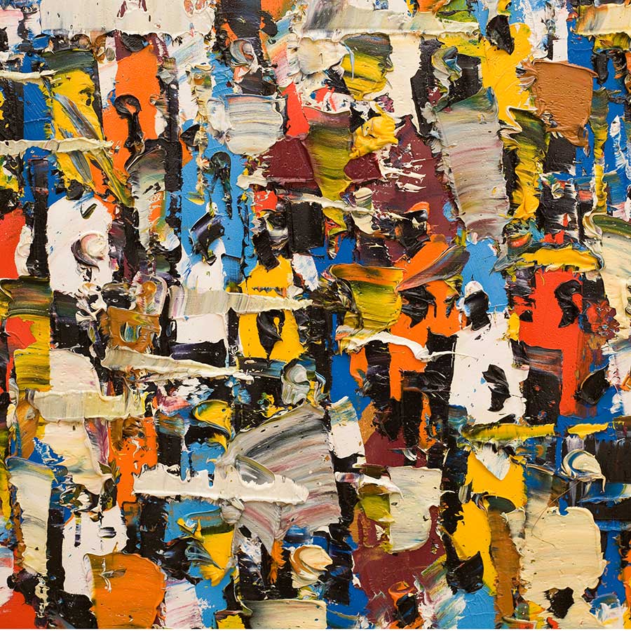 <strong>Ablade Glover</strong>, <em>Market Lane III</em> (detail), 2008.<br>
Oil on canvas, 122 x 152cm.
