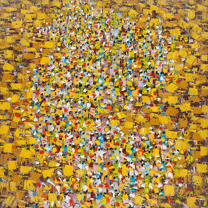 <strong>Ablade Glover</strong>,
<em>Market</em> (detail), 2020.<br>Oil on canvas,
152 x 152 cm.






